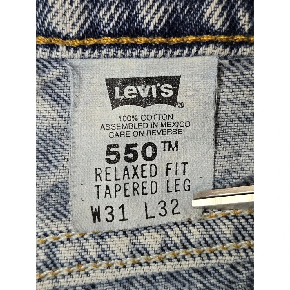 Levis 550 Mens Jeans Size 31 x32 Relaxed Fit Tapered Legs Orange Tab Cotton Blue